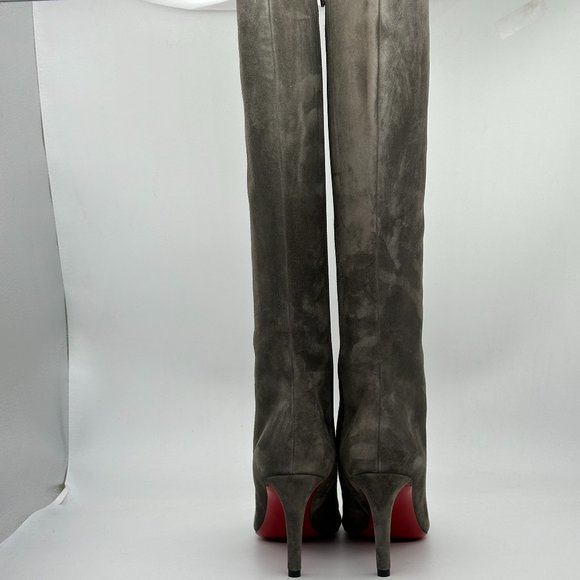 Christian Louboutin PUMPPIE BOTTA 85 Suede Knee High Tall Boots Heels - Picture 10 of 16